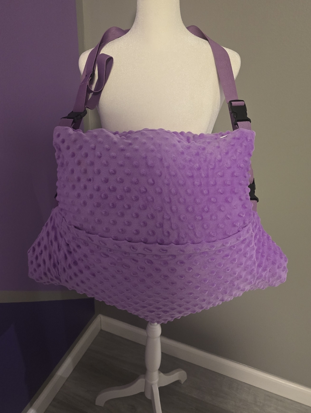 Lavender Minky Dot Hysterectomy/Post Surgical Pillow with Front and Back Pockets
